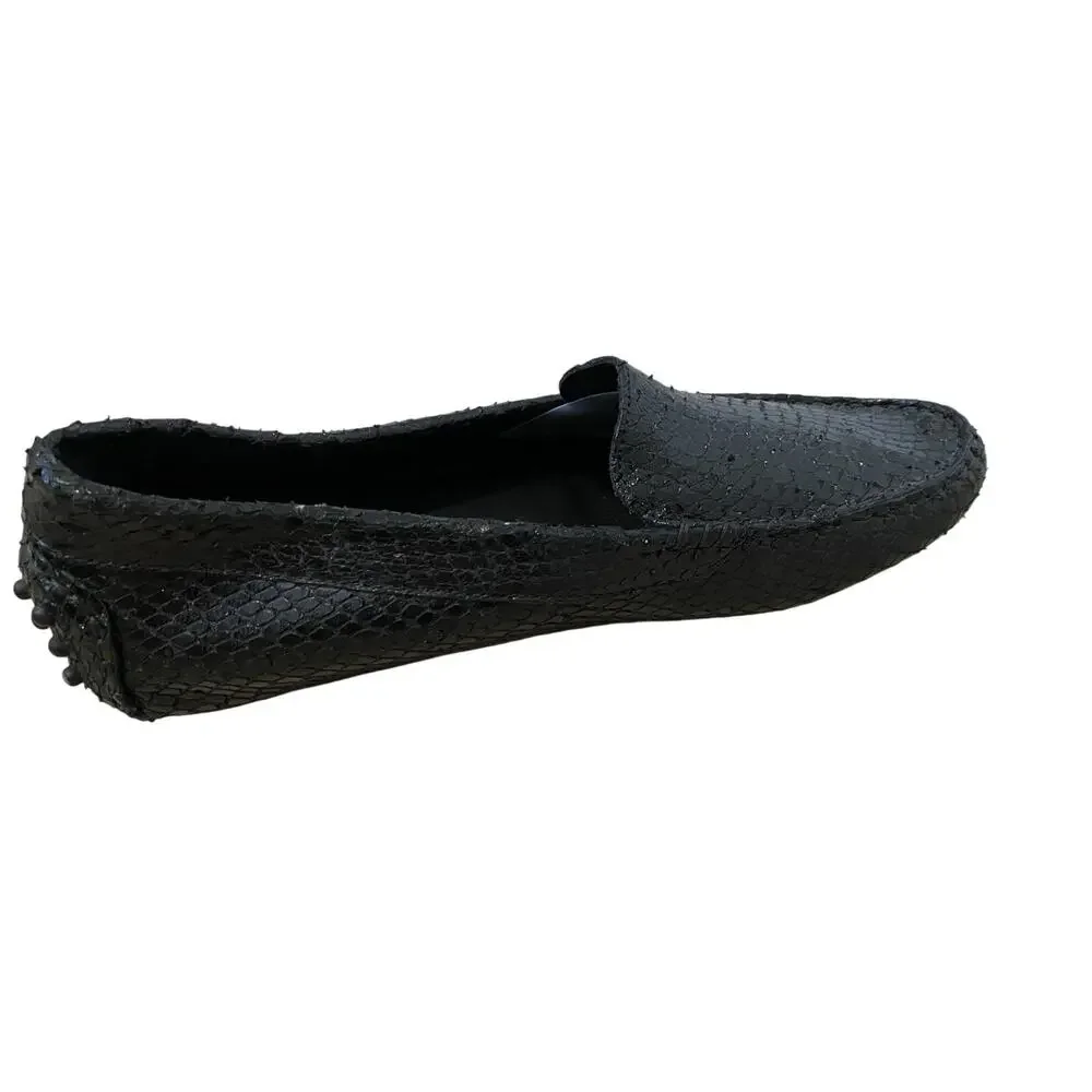 M Gemi The Felize Moccasin Loafer Sz 40 US 9 Black Snake Preppy Designer‎ Italy